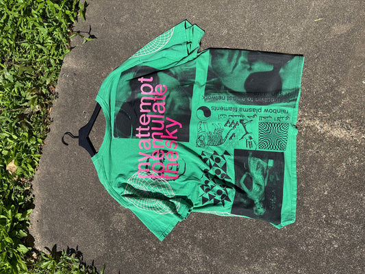 mixed print green tee