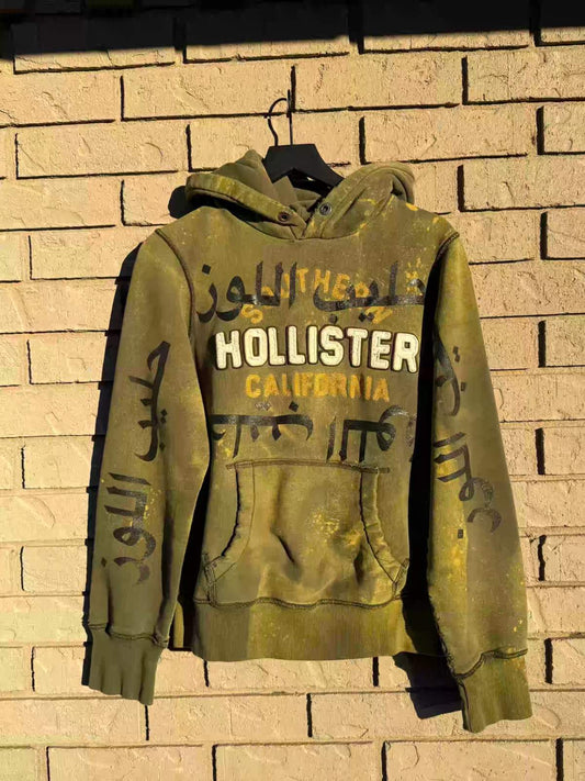 distressed arabic hollister hoodie
